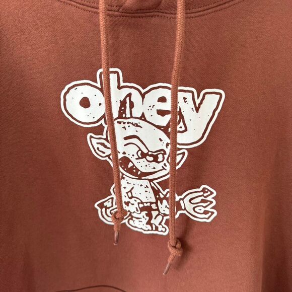 Obey Devil Embroidered Sepia Hoodie Heavyweight - Picture 2 of 6